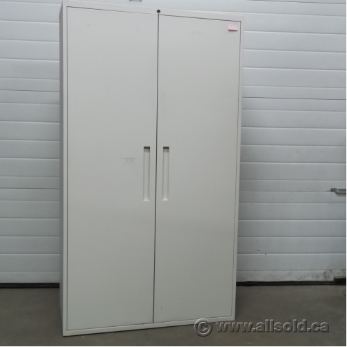 Teknion White Metal 2 Door Storage Adjustable Shelves